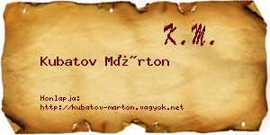 Kubatov Márton névjegykártya